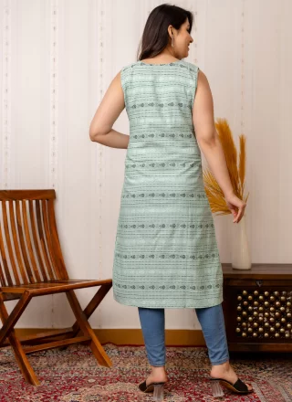 Cotton Party Wear Kurti with Print Work