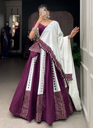 Cotton Readymade Lehenga Choli In Wine