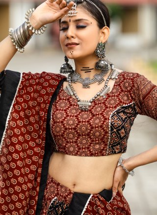 Cotton Readymade Lehenga Choli with Print Work