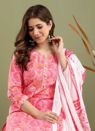 Cotton Readymade Salwar Suit In Pink