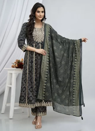 Cotton Readymade Salwar Suit with Embroidered and Print Work