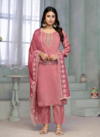 Cotton Readymade Salwar Suit with Embroidered Work