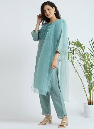 Cotton Readymade Salwar Suit with Embroidered Work