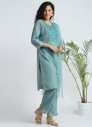Cotton Readymade Salwar Suit with Embroidered Work