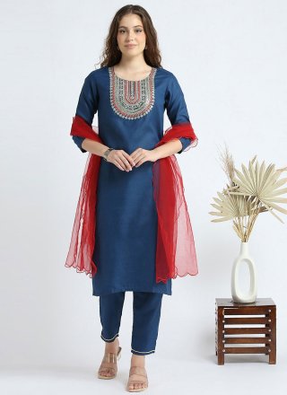 Cotton Readymade Salwar Suit with Embroidered Work