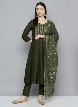 Cotton Salwar Suit In Green