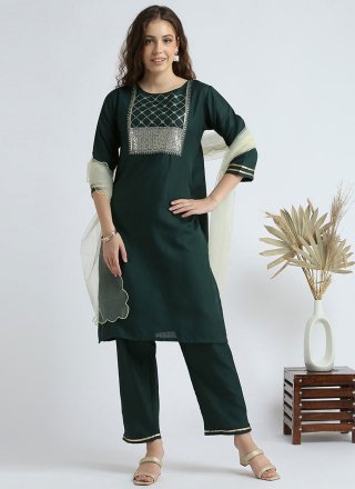 Cotton Salwar Suit In Green