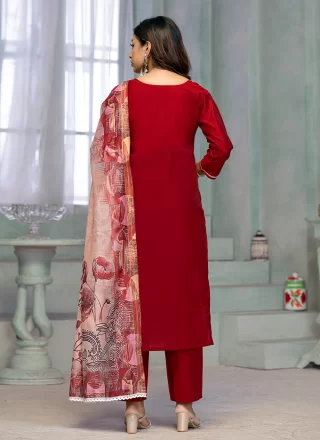 Cotton Salwar Suit In Maroon