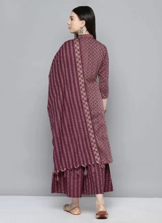 Cotton Salwar Suit In Purple