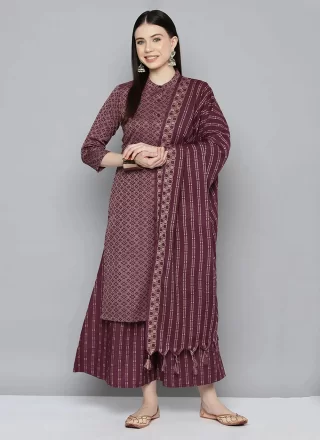 Cotton Salwar Suit In Purple