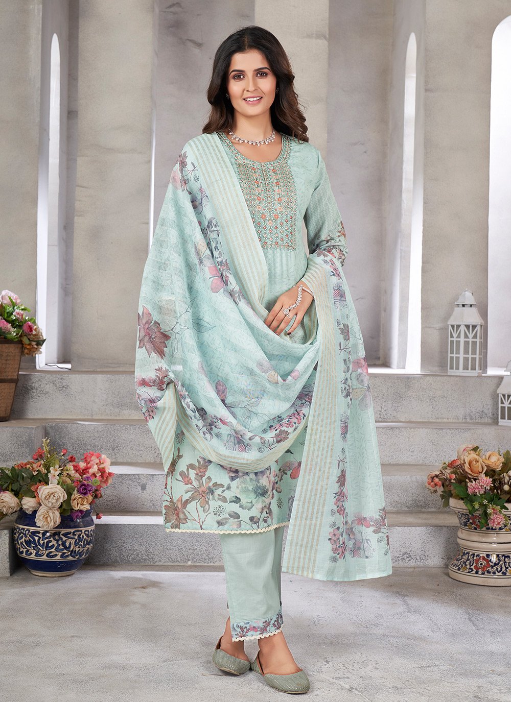 Cotton Salwar Suit In Sea Green Buy Online Salwar Kameez