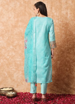 Cotton Salwar Suit with Digital Print and Embroidered Work