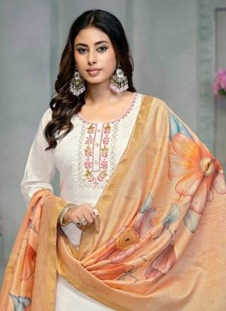 Cotton Salwar Suit with Embroidered and Print Work