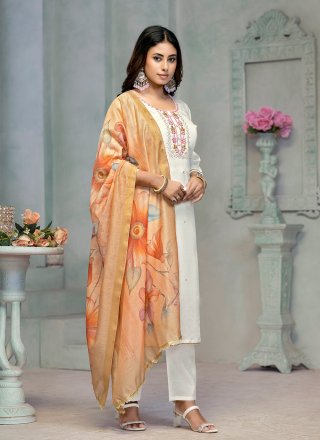 Cotton Salwar Suit with Embroidered and Print Work