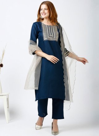 Cotton Salwar Suit with Embroidered Work