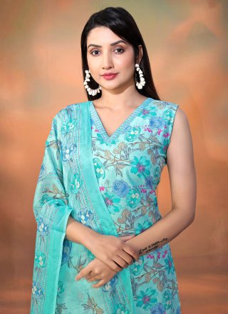 Cotton Salwar Suit with Foil Print Work