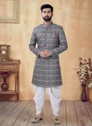 Cotton Sherwani Mens Wear In Green
