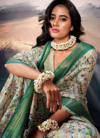 Cotton Silk Classic Sari In Grey