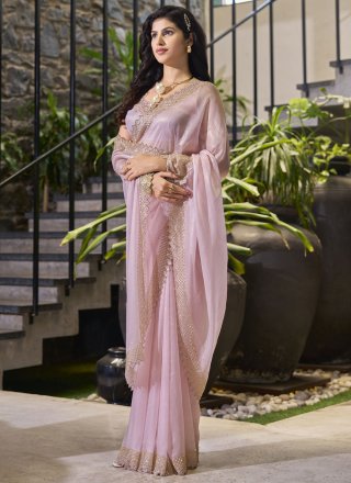 Cotton Silk Designer Saree In Lavender and Pink