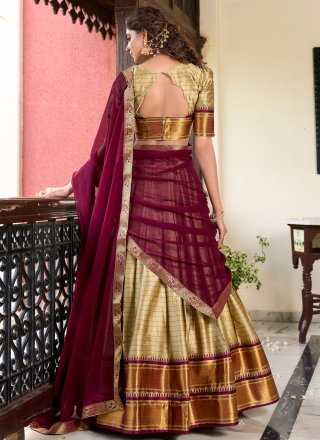 Cotton Silk Lehenga Choli In Brown