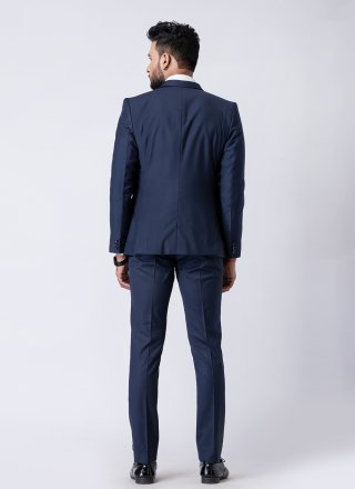Cotton Tuxedo Suit In Blue and White