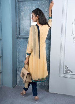 Cream and Yellow Georgette Salwar Suit