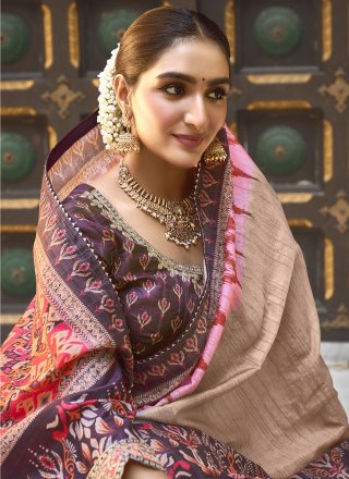 Cream Bhagalpuri Silk Classic Saree