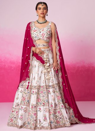 129 193 Cream Bollywood Replica Lehenga Choli and Cream Bollywood Replica Chaniya Choli Online Shopping