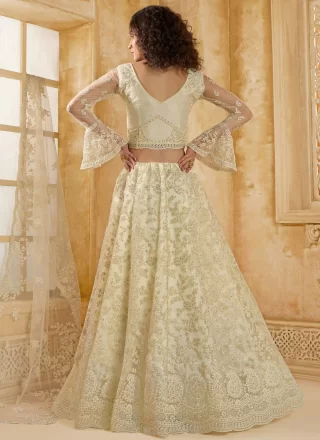 Cream Net Lehenga Choli