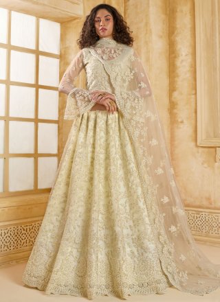 Cream Net Lehenga Choli