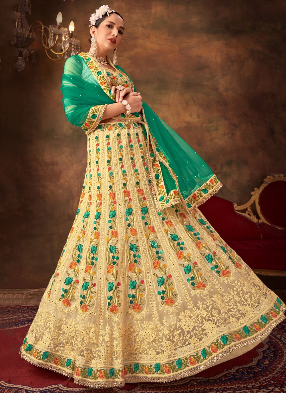 Wedding Wear Guldasta Designer Women Heavy Embroidered Bridal Lehenga Choli  at Rs 3835 in New Delhi