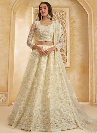 Cream Net Lehenga Choli