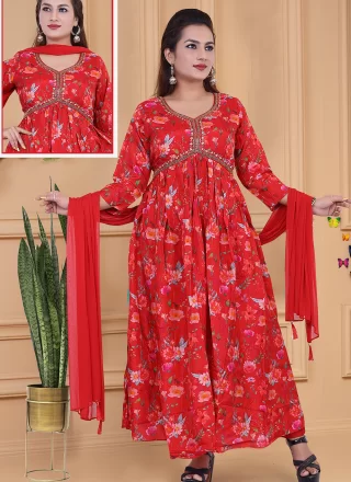 Crepe Silk Salwar Suit with Embroidered Work