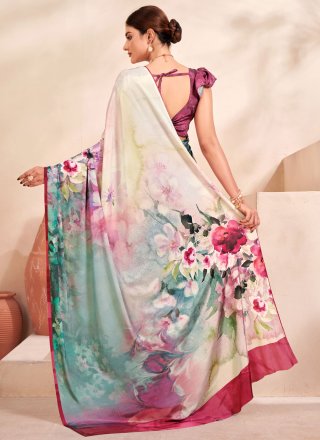 Crepe Silk Shaded Saree In Multi Colour