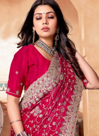 Crepe Silk Trendy Saree with Cord, Diamond and Embroidered Work