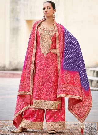 Crush Readymade Salwar Suit In Pink and Rani