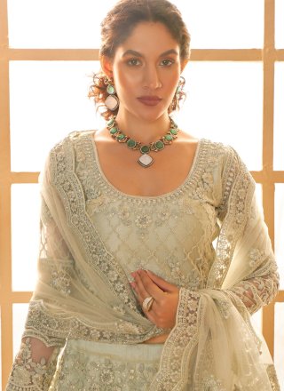 Dazzling Sea Green Net Lehenga Choli