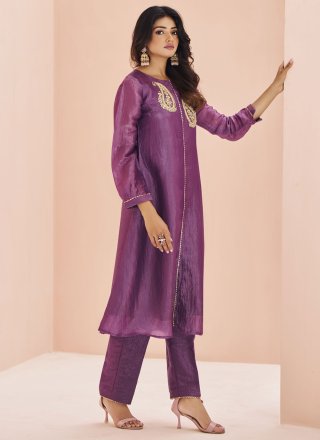 Delectable Purple Organza Casual Kurti