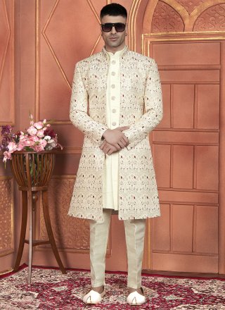 Delightsome Cream Art Silk Indo Western