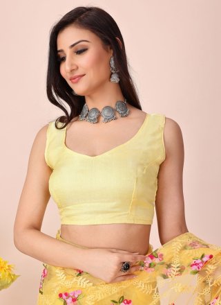 Desirable Yellow Net Trendy Saree