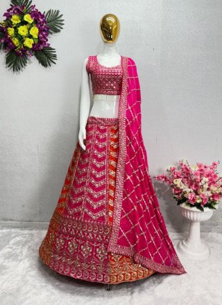 Magnificeint Designer Lehenga Set With Dupatta And Blouse With Exceptional  Lucknowi Hand Crafted Embroidery Embllemished With Mukesh Work