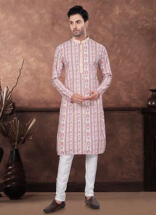 Digital Print and Embroidered Work Rayon Kurta Mens Wear In Multi Colour
