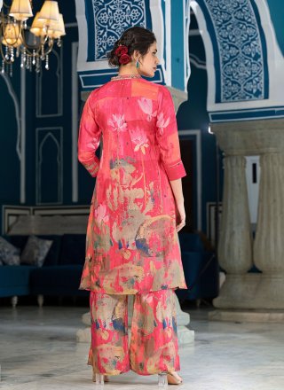 Digital Print and Hand Work Muslin Floor Length Kurti In Multi Colour for Casual