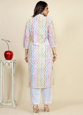 Digital Print, Lucknowi Work and Sequins Work Georgette Casual Kurti In Multi Colour