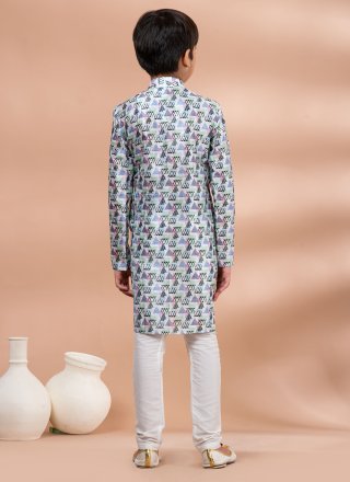 Digital Print Work Fancy Fabric Kurta Pyjama In Multi Colour for Engagement
