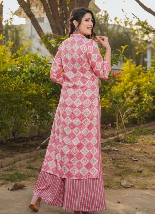 Digital Print Work Rayon Designer Kurti In Pink