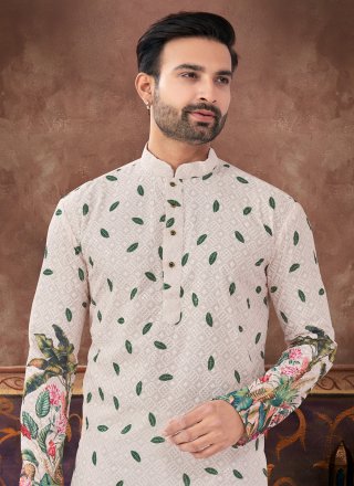 Digital Print Work Rayon Kurta Pyjama In Peach