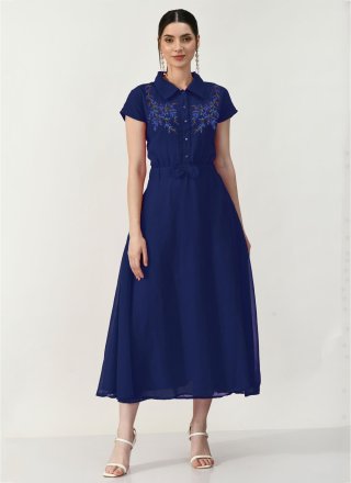 Dilettante Blue Georgette Party Wear Kurti
