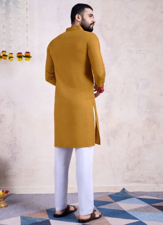 Dilettante Mustard Rayon Kurta Mens Wear