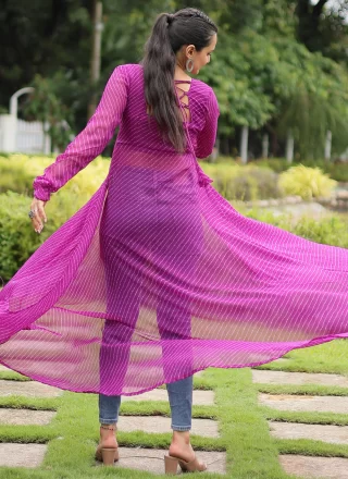 Distinctively Magenta Faux Georgette Party Wear Kurti
